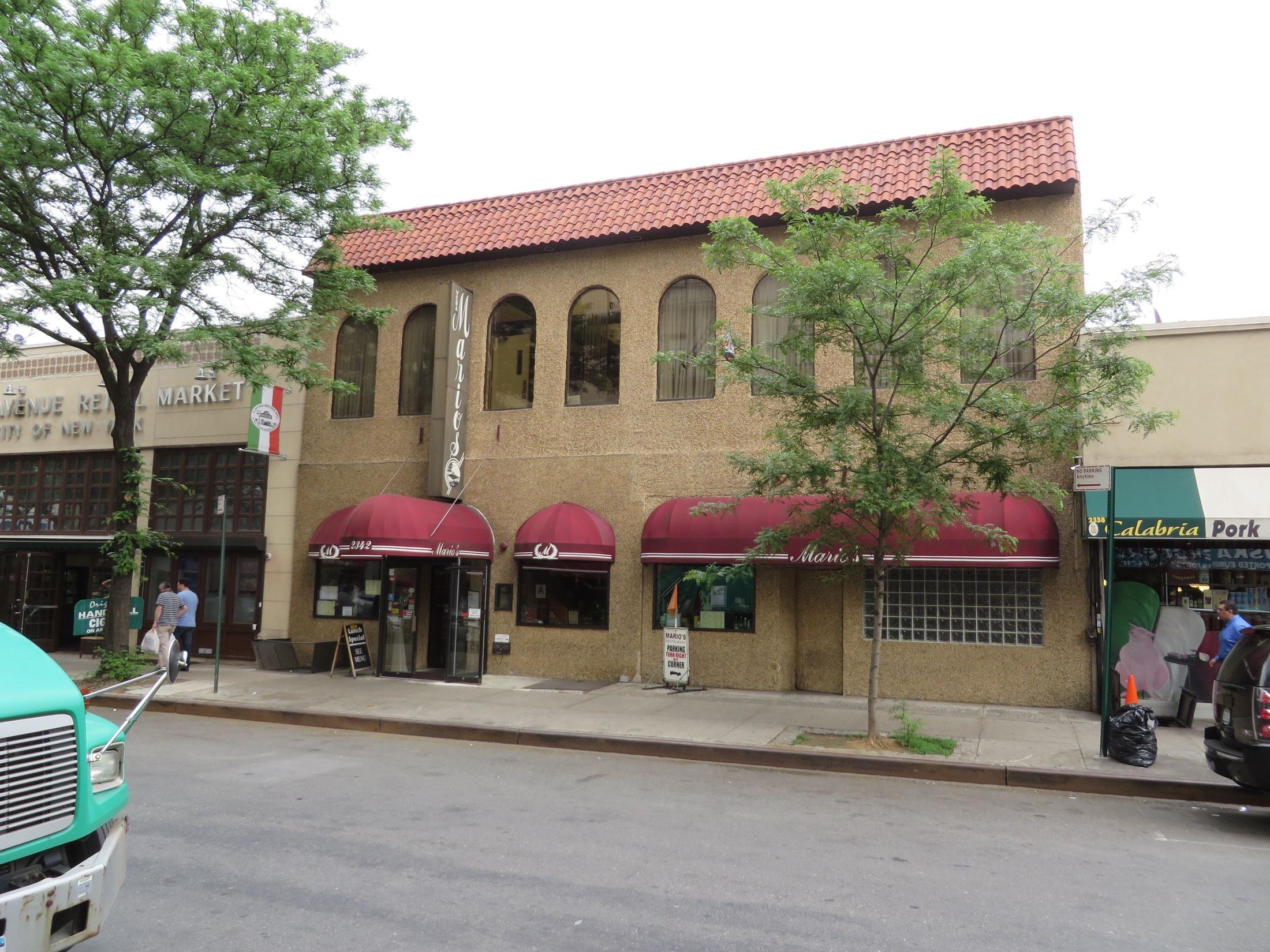 The front of Mario's Restaurant on Arthur Avenue in Belmont, a few blocks from the buildings Richard Joseph Spinelli manages